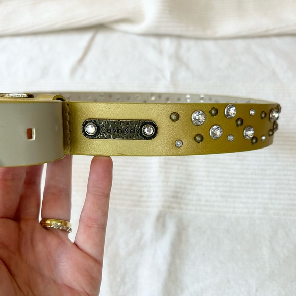 Calvin Klein Gold and Rhinestone Studded Belt - Picture 9 of 14